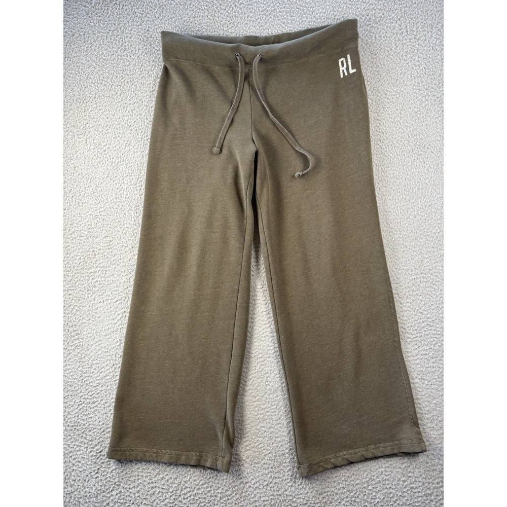 Ralph Lauren‎ Sweatpants Womens Large Olive Green Wide Leg Cotton Blend